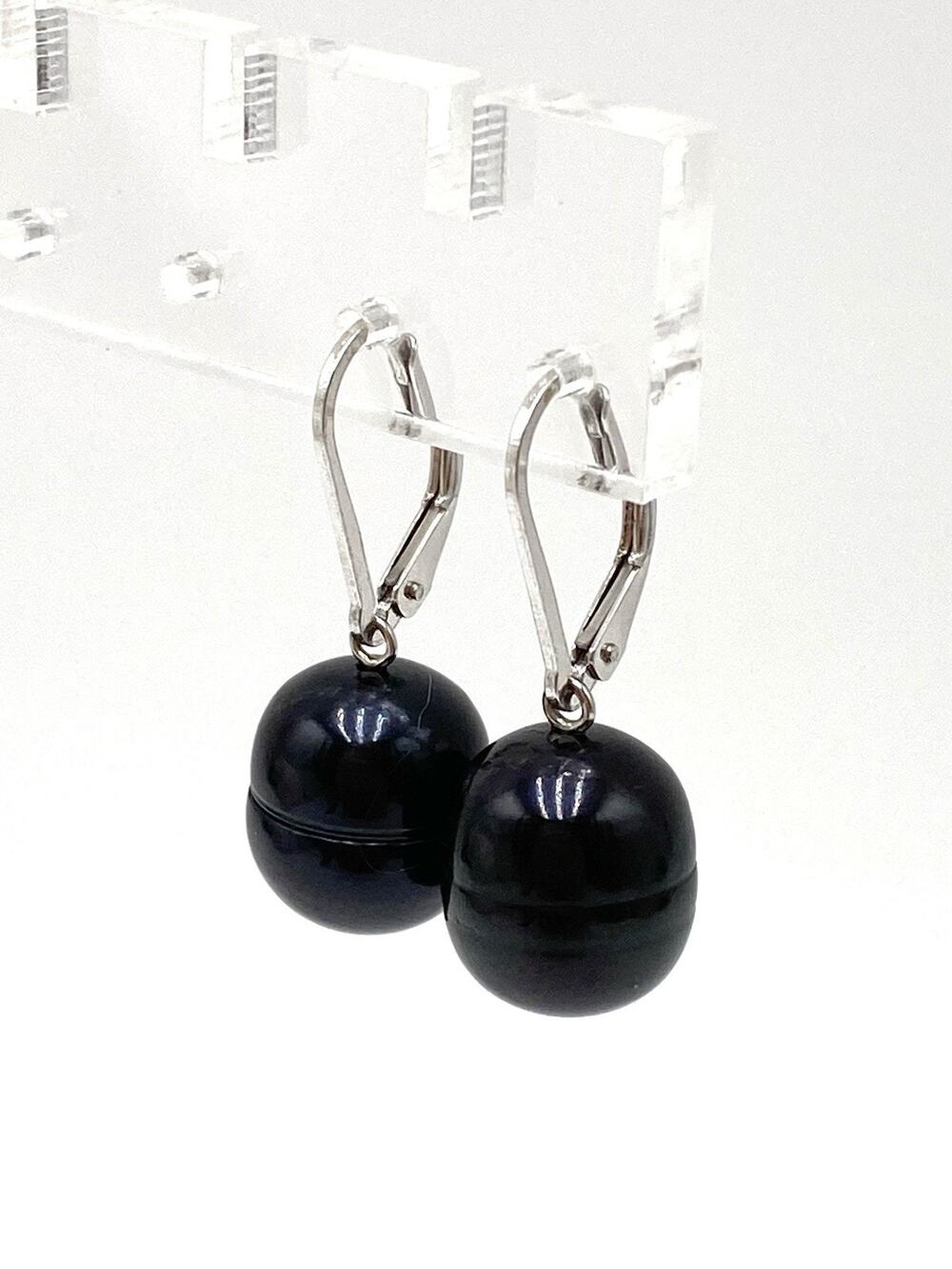 Honora Black Sterling Silver 925 Dangle Lever Hook Earrings Drops